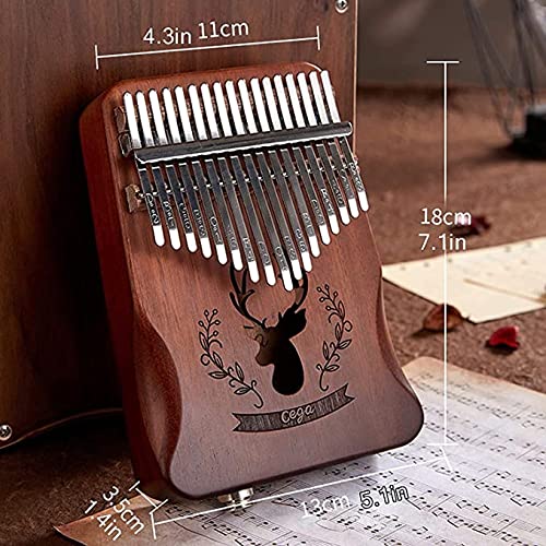 YXSH Piano De Pulgar Portátil 21 Teclas, Madera De Caoba Piano De Pulgar Piano De Dedo Kalimba Instrumento Musical De 17 Teclas con Martillo De Afinación para Adultos/Niños