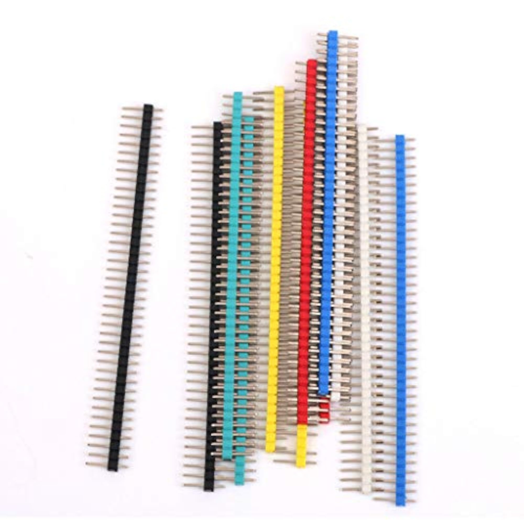 12pcs Multicolor Male Single Row Pin Headers, 2.54mm Pitch