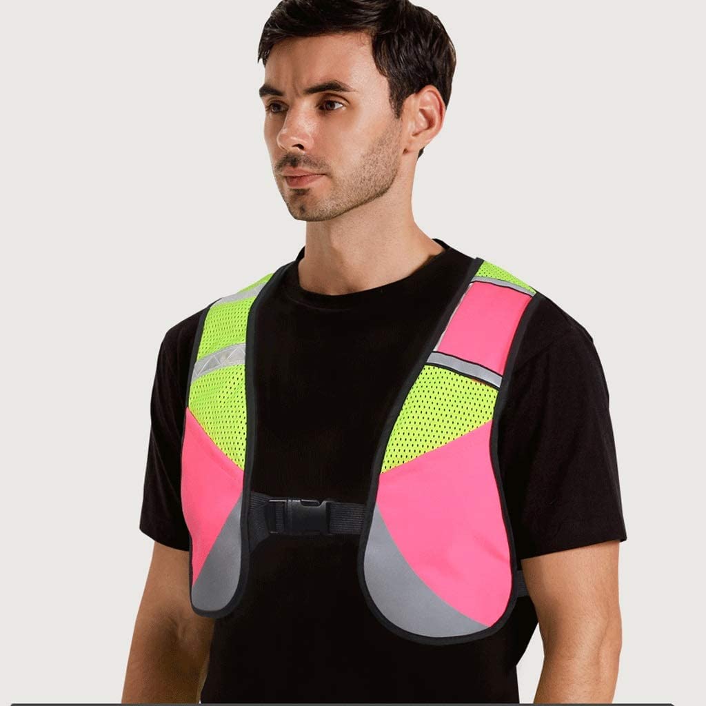 Chaleco reflectante de alta visibilidad Chaleco reflectante de seguridad ajustable para correr de noche, andar al aire libre, caminar, trotar, chaqueta reflectante de seguridad (talla única F)