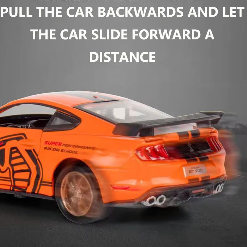 Image of Alokik Enterprise 1:32 Mustang Shelby Gt500 Diecast Metal Pull Back Car with 4 Openable Doors with Sound and Light Toy Decoration car Best Gift Toys for Kids 【Colors as Per Stock】