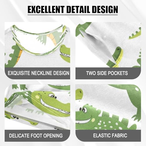 Green Crocodile Kids Pjs Set Boys Girls Summer Short-Sleeve Sleepwear Pajamas 2PCS4