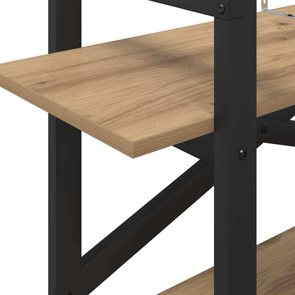 Estantería de madera de roble Artisan, 100 x 33,5 x 64 cm, resistente, con 2 estantes, estrecha y ancha, estantería baja para libros y decoración