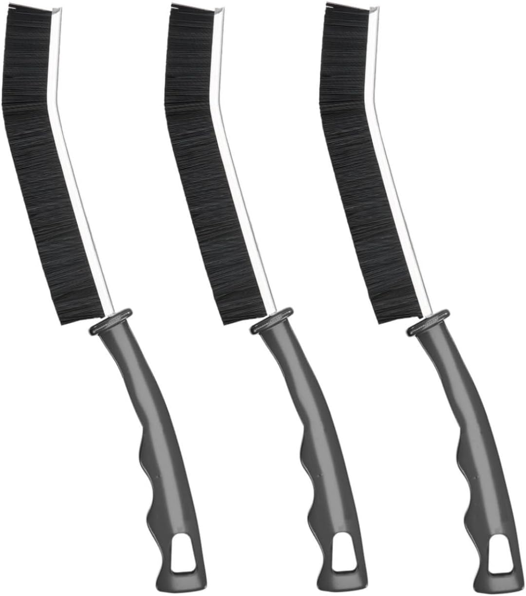 BLANSCHIP Cucm Cleaning Brush, Hard Bristle Crevice Cleaning Brush Set of 3 for Bathroom, Kitchen, Windows – Groove & Gap Scrubber Tool for Narrow Corners, Tile Edges, Sink Drains(3pcs Black)