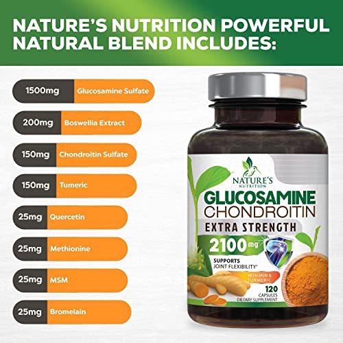 Glucosamine-Chondroitin-with-Turmeric-MSM-Triple-Strength-Joint-Comfort-Support-2100mg-Dietary-Supplement-with-Boswellia-Bromelain-120-Capsules