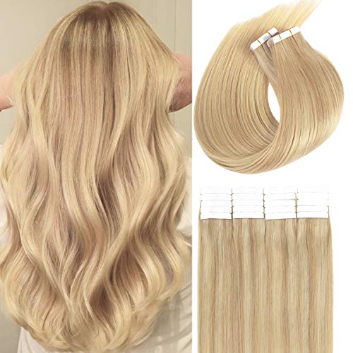 Loxxy Natural Hair Extensions Remy Tape in Human Hair Extensions Dip Dyed Balayage Seamless PU Skin Weft 100% Real Virgi