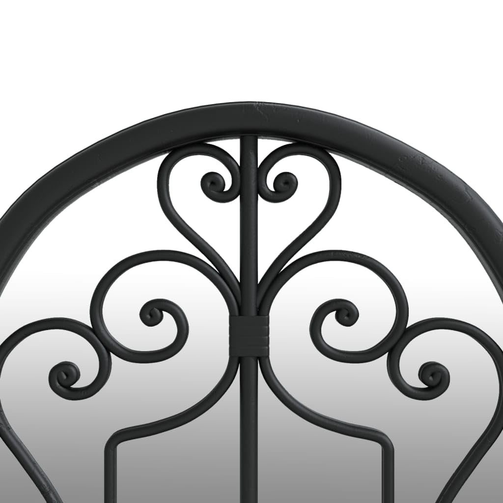 Espejo de jardín decorativo de hierro con efecto oxidado, 100 x 45 cm, negro, para montaje en pared con agujero preperforado, ideal para decoración de jardín y ópticas