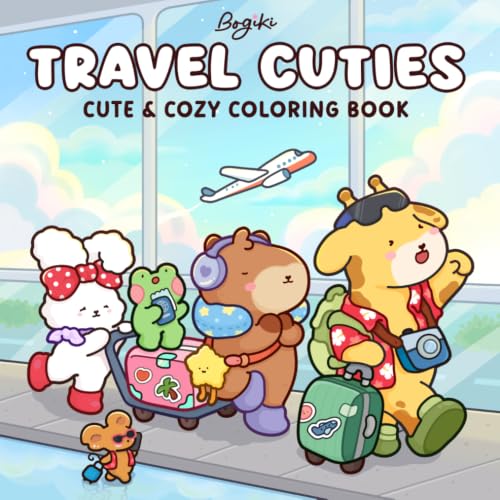 Travel Cuties: Coloring Book for Adults and Teens Featuring Adorable Animal Characters and Cozy Travel Scenes Around the World for Relaxation image 2