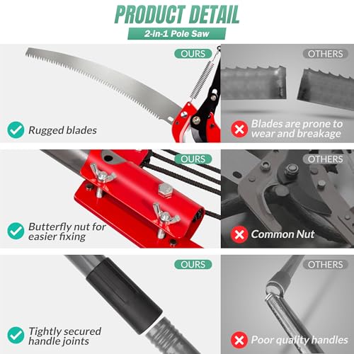 Suchtale Manual Pole Saw, Pruning Saw with Scissors