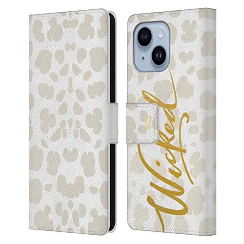 Étui en cuir de qualité supérieure pour iPhone 14 Plus finition or Head Case Designs
