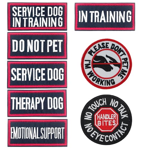 8 Pièces Patchs Chien d’Assistance, 2 Tailles Patchs Service Dog Avec Hook And Loop, Écusson DO NOT PET Service Dog pour Harnais de Chien d’Assistance Chiens de...