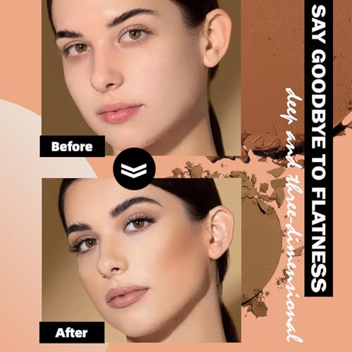 Contour Powder, Blendable Matte Makeup Palette All-Day Wear Sculpts Smooth Natural Matte Finish Pressed Powder, Oil Free & Lightweight Natural Bronzer - Silky Smooth Texture Bronzing Powder - Image 5