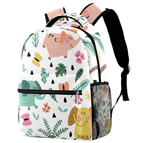 Sac à dos léger imprimé éléphants et fleurs un cadeau idéal pour elle
