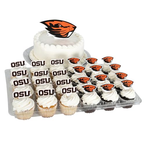Desert Cactus Oregon State University Cupcake Topper and Cake Toppers Set - OSU Beavers 25 Pcs Food Party Supplies, Decorations, Graduation and Game Day
