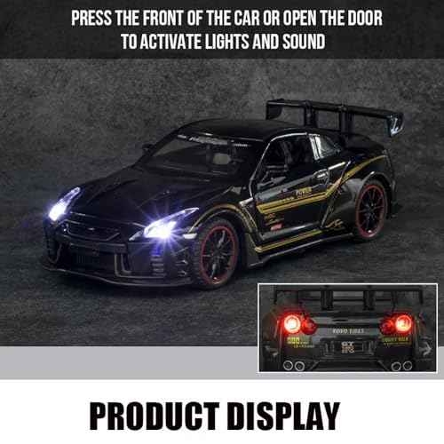 Image of 1:32 Supra Toy Car R35 Diecast Metal Cars with Light Sound Openable Door Pullback Toy Car for Kids, White