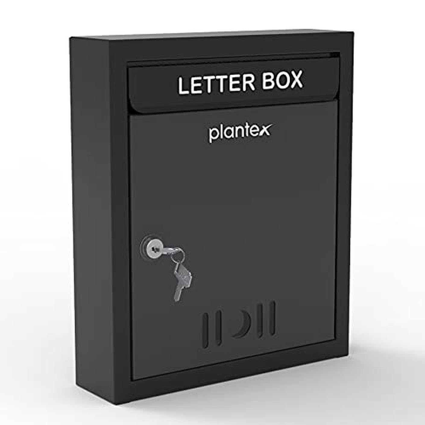 Plantex Letter Box/GI Steel Post Box/Suggestion Box for Office Use with Key Lock/Letter Box for Home gate/Mail Box (Black) - Wall Mount - A4 Size