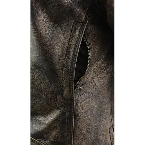 Milwaukee Leather Ladies Brown Distressed Scooter Jacket with Venting MLL25504