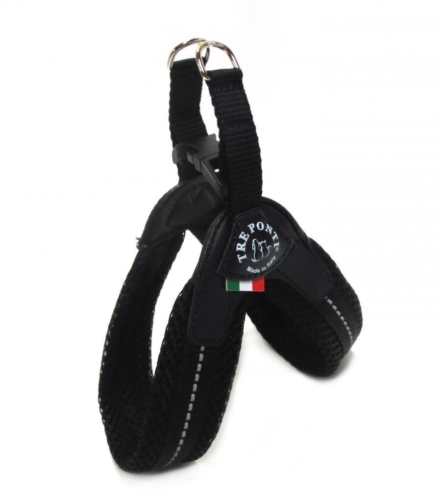 Tre PontiFibbia Small Dog Mesh Harness, 2 cm, Black