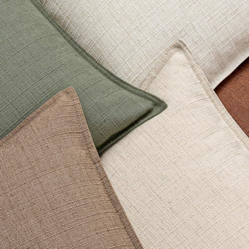 Image of MIULEE Euro Sham Pillow Covers for Bed 26x26, 2 Pack Coco Brown Thick & Textured Decorative Throw Pillow Covers, Neutral Linen Cushion Cases, Modern Farmhouse Home Decor, No Filling