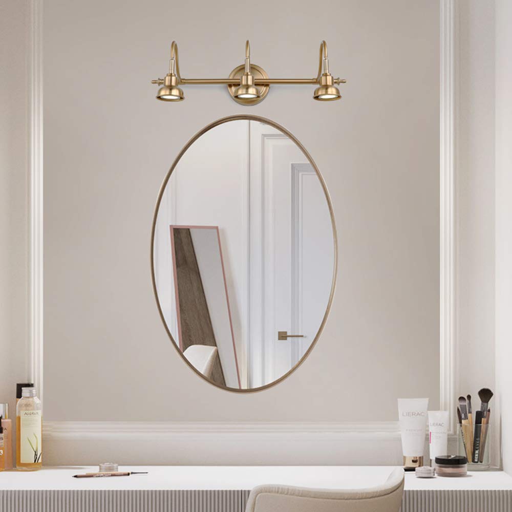 Lámpara LED Retro Antigua de Espejo de Baño, Luz Vintage Impermeable Ajustable, Iluminación Elegante, Aplique de Latón, 15W, D53cm, Luz Natural