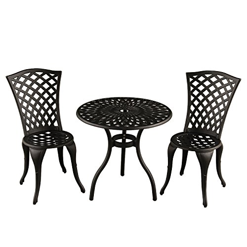 Image of Oakland Living Outdoor Aluminum 3 PC Bistro Set, Sand Black
