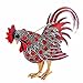 TianWlio Vintage Rooster Brosche Rooster Pin Ansteckbrosche Strass Tier Mehrfarbig Realistisch Unisex Kleidung Rucksack Dekor Qualität und praktisch schön Schmuck Reinigen Ultraschall (Red, One Size)