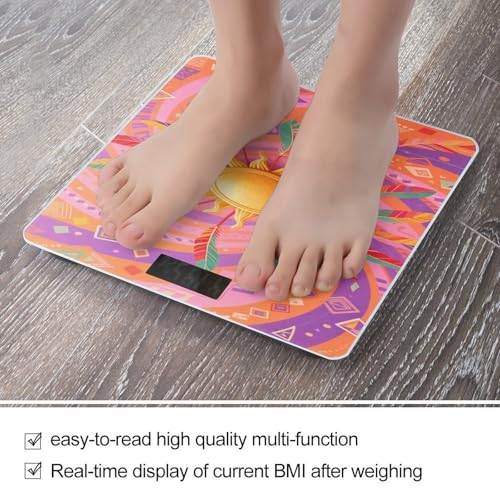 Báscula digital de baño Retro Boho Sun para cuerpo LCD miniatura 5