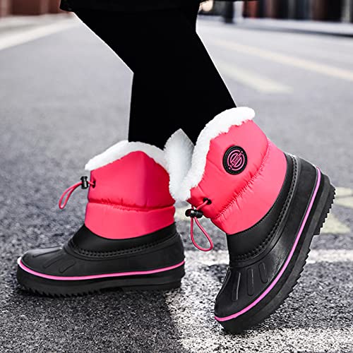 Children Shoes Snow Boots Girls Boys Outdoor Boots Waterproof Non Slip Warm Boots Plush Winter Boot for Kids (Hot Pink, 9.5-10 Years Big Kids)4