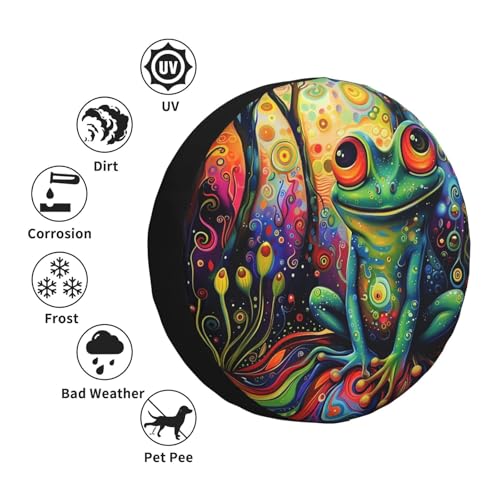 Image of Bright Frog Spare Tire Cover Weatherproof Universal Wheel Protectors Wheel Covers for Rv Camper Travel Trailer SUV Truck 15 Inch