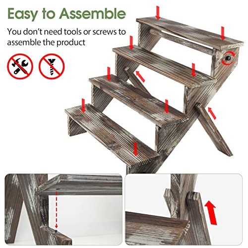 J Jackcube Design Rustic Wood Display Stand, 4 Tier Cupcake Stand Stair Shelf, Portable Display Riser, Included Bag For Storage, Decorative Dessert Stand - Mk578A #TOP3