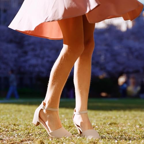 Girls Dress Shoes Closed Toe Chunky High Heels Ankle Strap Wedding Party Pump Shoes - Image 3