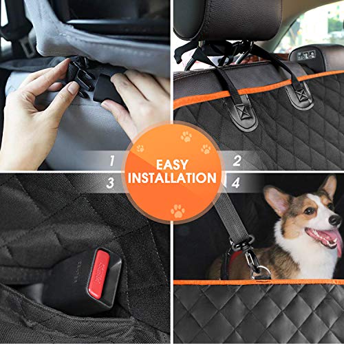 Giomoc Dog Car Seat Cover for Back Seat, Waterproof Seat Protector Scratchproof Pet Hammock with 4 Bags Side Flaps… - Image 4