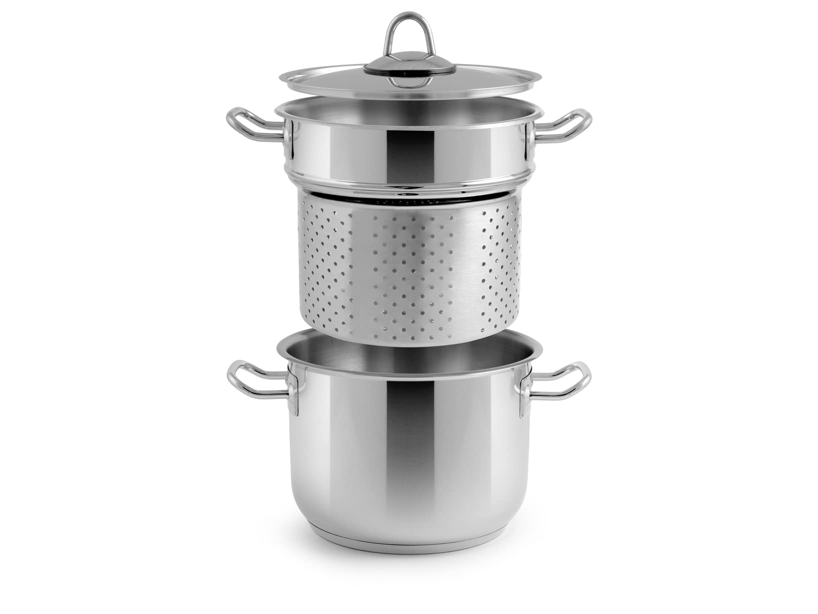 Cuocipasta in Acciao Inossidabile con Fondo Induzione, Dotato di Coperchio, Resistente e Duraturo, Design Semplice ed Elegante, Diametro di 24 cm