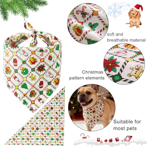 4 Stück Haustier Bandanas,Dreieckstuch,Haustier Dreieck Lätzchen,Halstuch Einstellbare für Hunde Katze,Weihnachten Hund Bandanas,Mit Weihnachtsmann Elchmustern,Weihnachten Haustier Halstuch Deko
