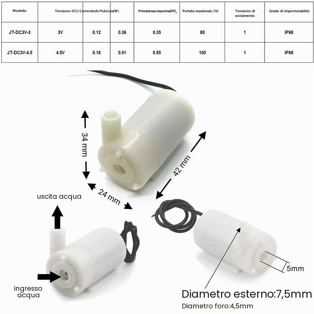 RUNCCI-YUN 3PCS DC 3V 5V Mini Acqua Pompa Sommergibile, Pompa Sommersa Senza Spazzola++ 3M Tubo Trasparente Flessibile in PVC per Acquario Fontana Giardino Pianta Fiore