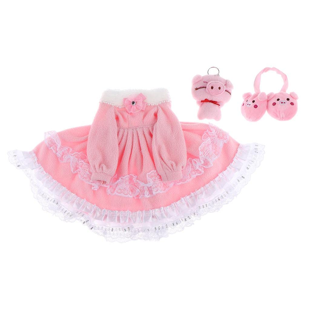 3 Stück BJD Puppenkleid Modepuppe Kleid Zubehör Set mit Prinzessin Schulterfreies Kleid Spitzenbesatz Baumwolle Niedlicher Puppe Puppen Ohrens