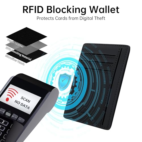 Image of Chelmon Slim Wallet for Men, Minimalist Front Pocket RFID Blocking Credit Card Holder