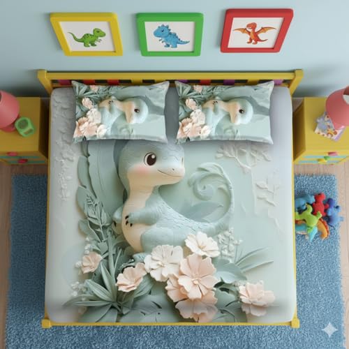 AMBERBLISH HOMES 7D Double Bedsheet – 90x100 Inch with 2 Pillow Covers | Cute Printed 7D Design Bed Sheet for Kids & Couples (Green)