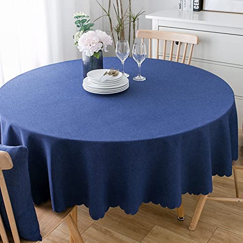 Image of Round Waterproof Tablecloth Spill-Proof and Stain Resistant Table Cloth Wrinkle Free Washable Decorative Fabric Table Cover for Kitchen, Dining, Parties, Buffet, Wedding(55 inch, Royal Blue)