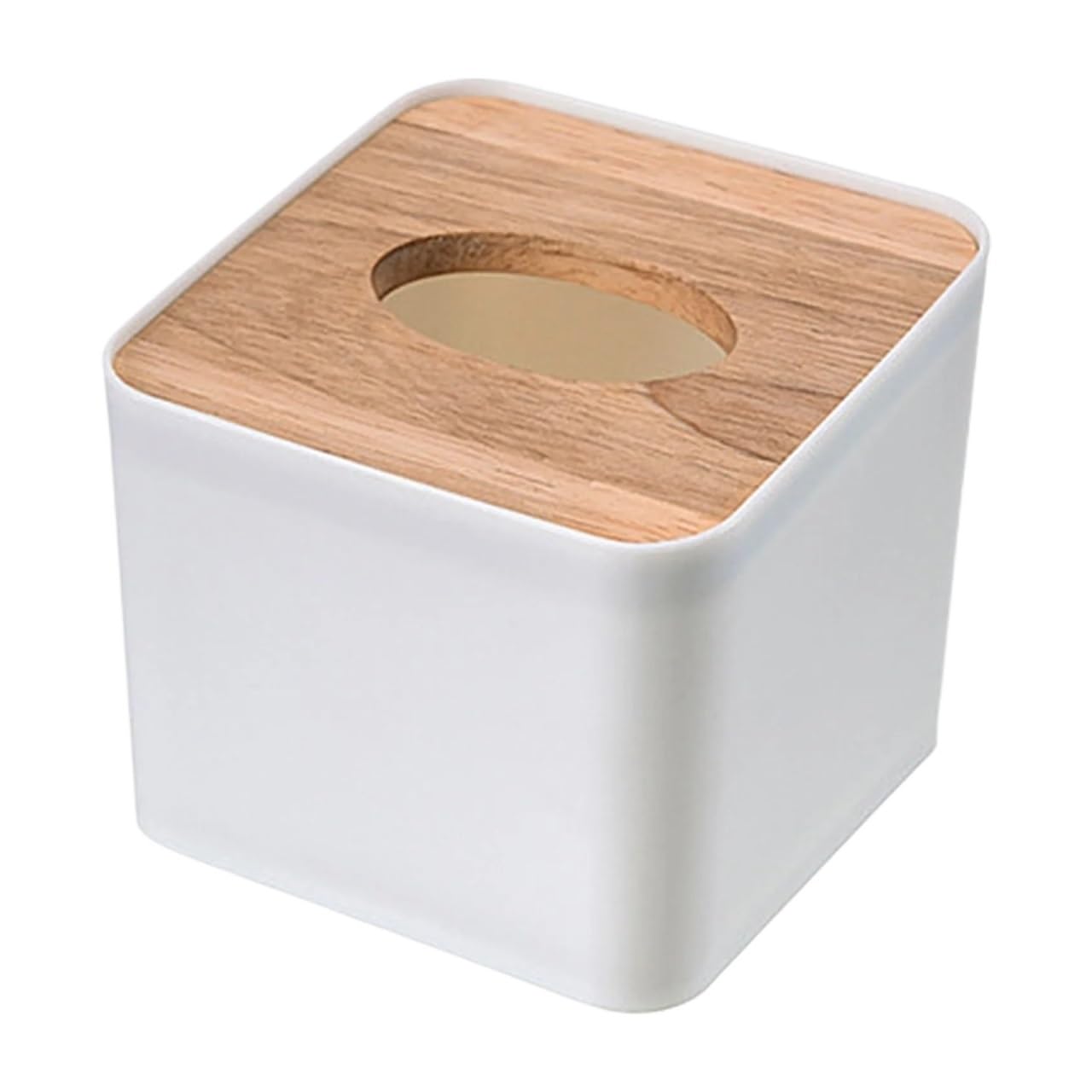 Plastic Tissue Box Square Container Paper Dispenser Case(White)