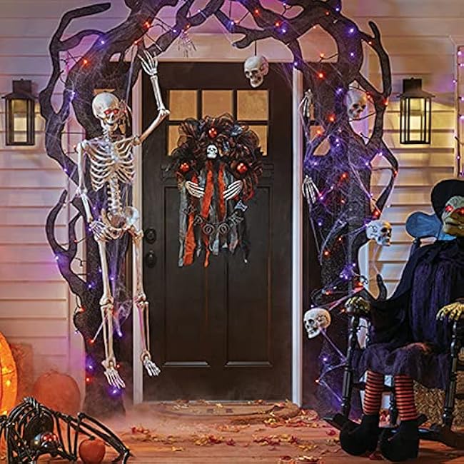 Dazzle Bright Halloween Lights, 100 LED 33 FT C6 String Lights with 8 Modes, Connectable Halloween Decorations for Indoor Outdoor for Tree Patio Party Decor (Purple & Orange)