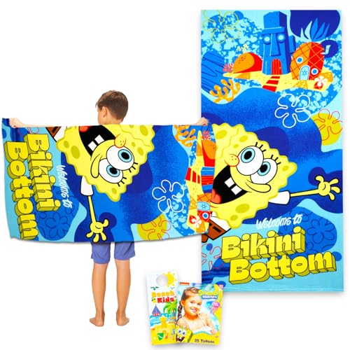 Nickelodeon Spongebob Beach Towel Set - Bundle with 27" x 54" Bik...