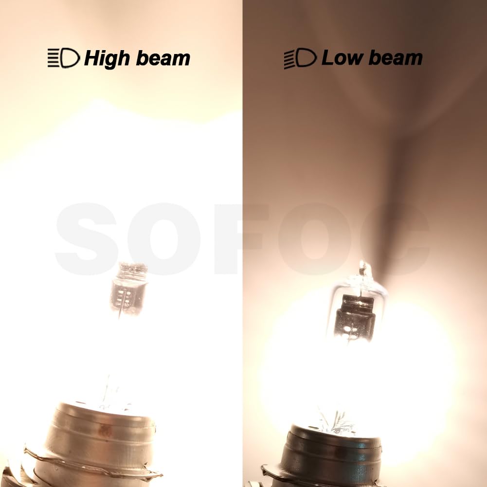 SOFOC H15 Bombilla 12V 55W/15W Luz Diurna 64176 PGJ23t-1 Blanco Cálido 715 Faro DRL Cerca/Lejos 3 Puntas Anti-Deslumbramiento 2pcs