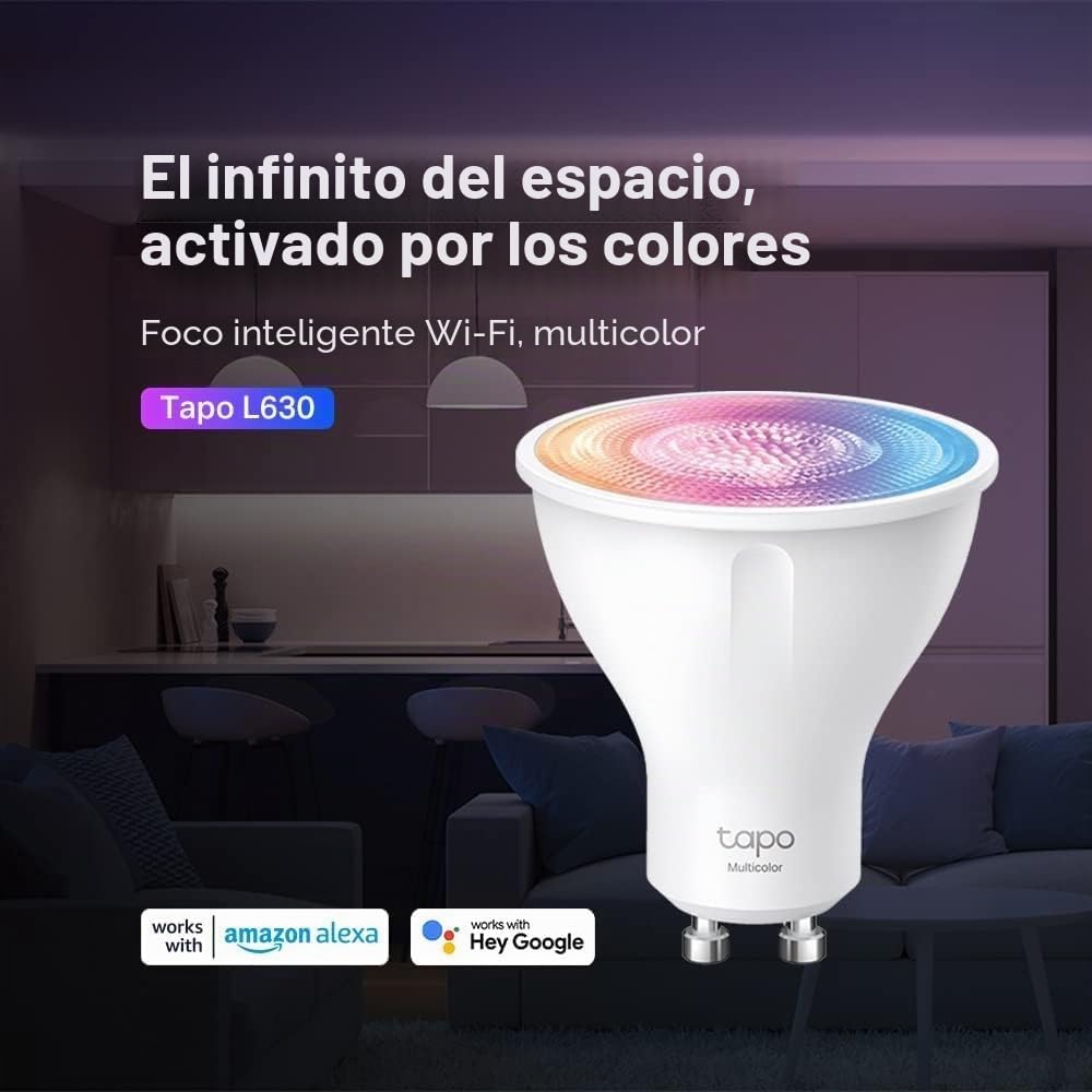 Tapo L630 GU10 Bombilla LED inteligente Wi-Fi RGBW multicolor 16 millones de colores compatible con Amazon Alexa 350 lúmenes 3.7W 2 unidades