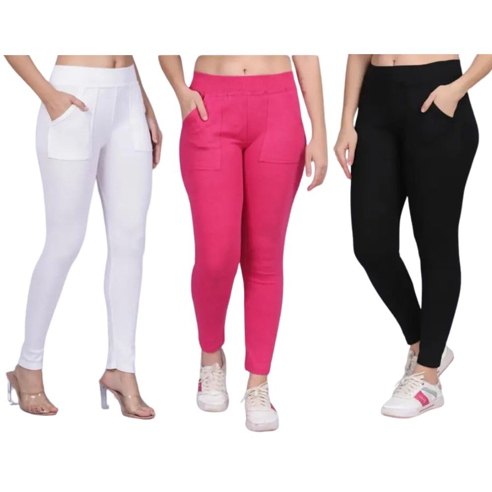 Aruna Lifestyle Women's Stretchable Pocket Jeggings - Mid Waist, Ankle Length, Breathable Fabric, Elastic Waistband, Perfect for Yoga, Gym & Casual Wear - Slim Fit Pant for Women (Hip Size 28 to 34)-image-20