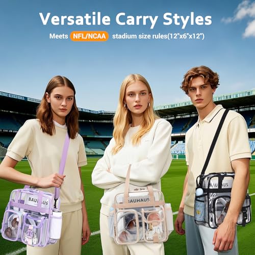 Image of Clear Tote Bag, Heavy Duty PVC 12x 12x6 in Clear Bag for Stadium Events for Women Men