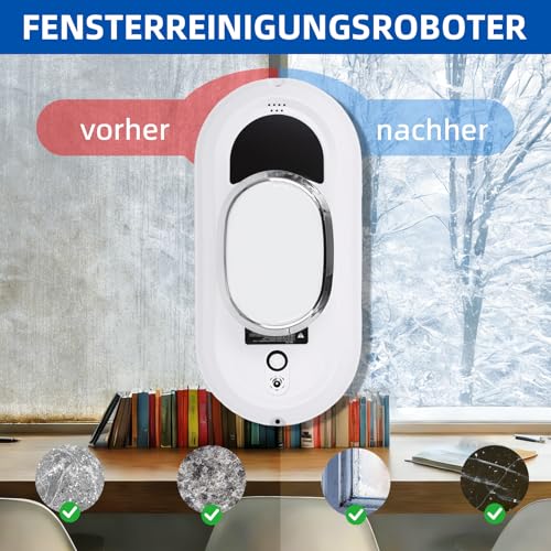 ANEELV Fensterputzroboter mit 5600 Pa Saugkraft, 3 Reinigungsmodi, intelligenter Navigation, Fernbedienung, Sicherheitssystem und 10 Reinigungspads, geeignet für Glatte Oberflächen.