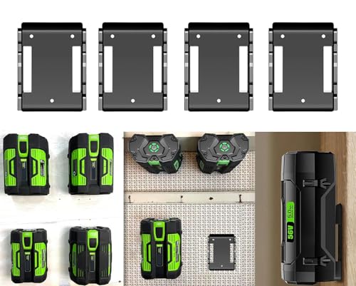 POBNRA 4 Pack Battery Holder Wall Mount Compatible with EGO 56V Accessories Tool Storage Rack Hanger Under Shelf fits All
