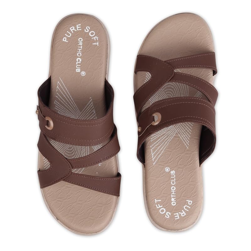 Image of ORTHO CLUB Women Orthopedic Comfort Slippers | Soft Cushioned Footbed | Anti-Slip Sole | Lightweight Daily Wear Sandals for Home & Outdoor Use