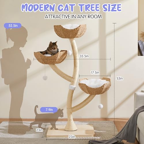 Torre Moderno para Gatos 53" - Casa con Rascadores miniatura 5
