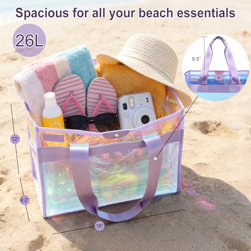 Image of Iridescent Beach Bag Waterproof, 2-Pack Jelly Beach Tote for Women